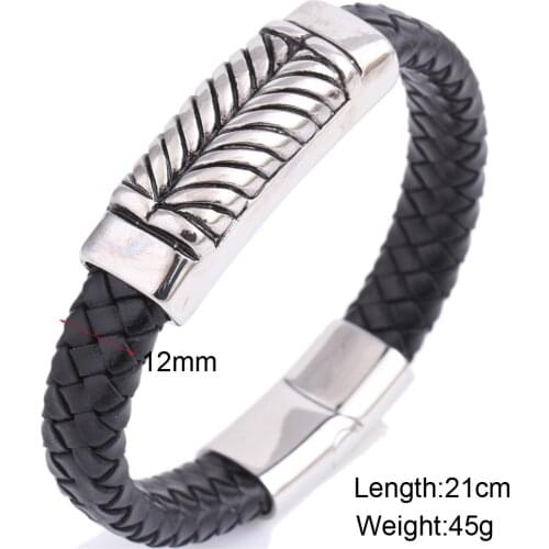 Titanium Steel Leather Bracelet, Hand-Woven Leather, Stainless Steel Mens Bracelet, 2021 Summer New Bracelet