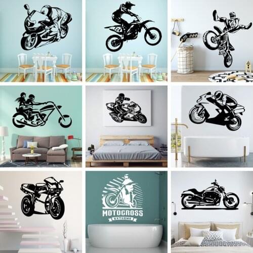 Colorful Motorcycle Vinyl Wallpaper Roll Furniture Decorative Wall Stickers For Children Wall Decal