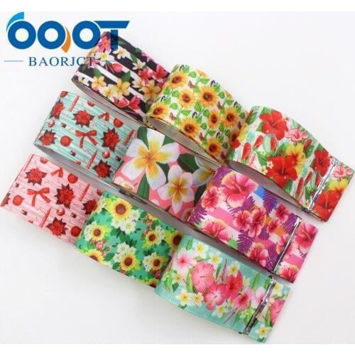 OOOT BAORJCT I-19809-1848,38mm 10yards flowers Thermal transfer Printed grosgrain Ribbons,tape crafts,bow cap DIY accessories