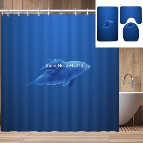 Best Sale Waterproof and Mildewproof Washable with Hook Shower Curtain Floor Mat Toilet Mat Scenery Animal Bathroom Decoration