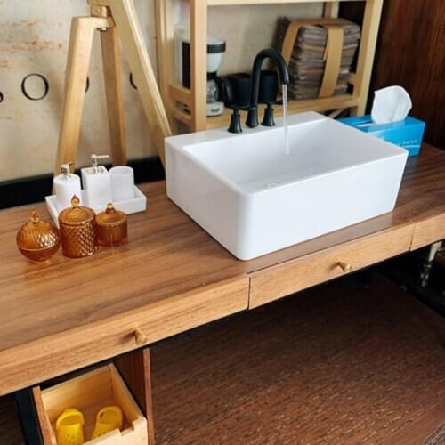 1:6 Doll House Miniature Furniture Accessories Sink, Basin, Faucet Mini Model