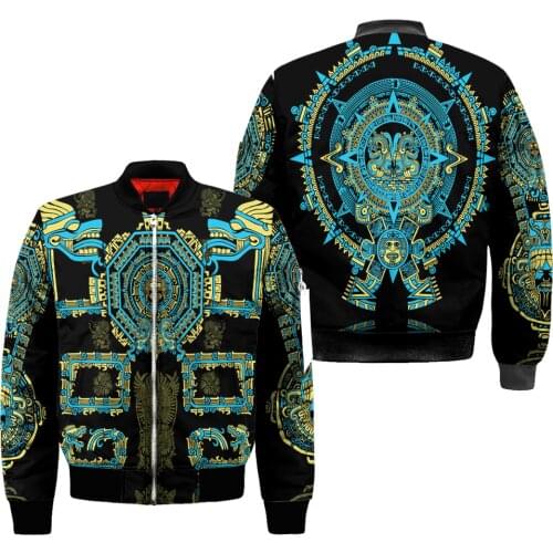 Men Unisex 3D Print Bomber Jackets Mexico Native Punk Zipper Flight Jacket Harajuku Women Streetwear US Size Winter Thick Coat 3