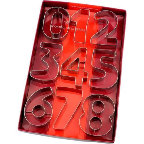 Large 0-9 Numbers Cookie Cutter Set With Box Baking Tools Party 430 Stainless Steel Biscuit Fondant Pastry Bread Cutter