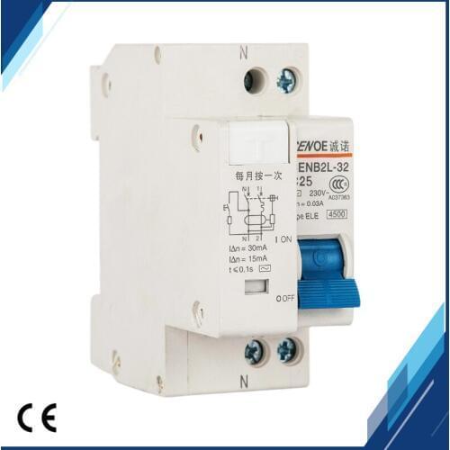 Most ideal CE approval residual current Circuit breaker DPNL1P+N16A/25A/32A 230V~50HZ/60HZ earth leakage Circuit breaker C curve