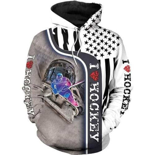New style I like hockey series 3D mens sweater full print jacket zipper casual shirt