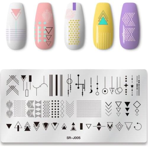 Nail Stamping Plates Geometric Pattern Lines Elemental Ornament Stamp Rectangle Template Nail Art Image Decoration DIY Manicure