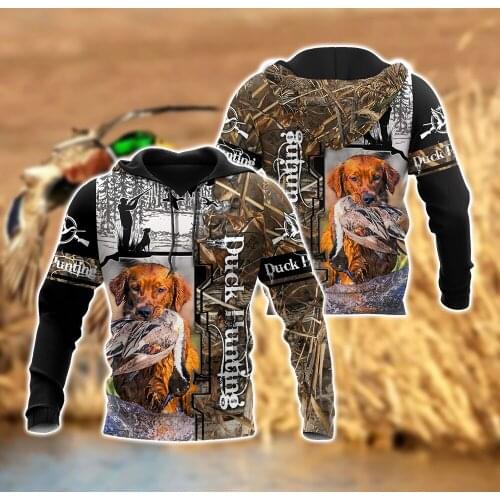 Golden Retriever Duck Hunting Dog 3D All Over Printed Mens Autumn Hoodie Unisex Casual Sweatshirt Zip Pullover Streetwear KJ479