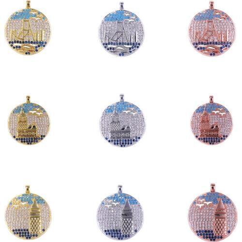 Juya DIY Jewelry Pendants Supplies London Tower Golden State Bridge Eiffel Tower Notre Dame de Paris Charm Pendants Wholesale