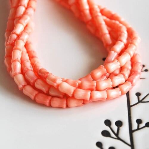 Half string 7.5"18cm natural coral loose beads flower tulip shape jewelry making DIY for women