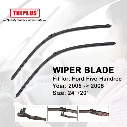 Wiper Blade for Ford Five Hundred (2005-2006) 1 set 24"+20",Flat Aero Windscreen Wiper,Boneless Windshield Soft Wiper Blades