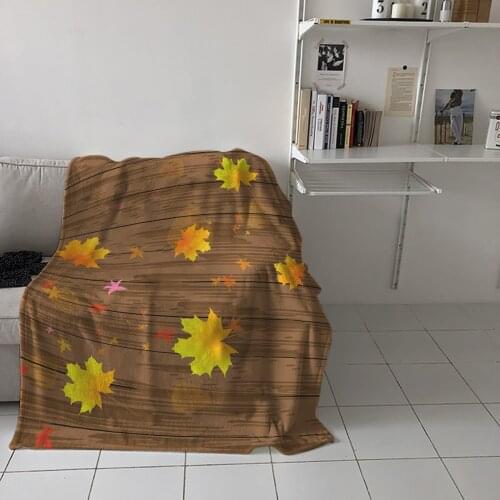 Special Throw Blanket For Bed Wood Grain Yellow Maple Leaf Nap Traveling Soft Flannel Blanket Childrens Bedroom Bedspreadc