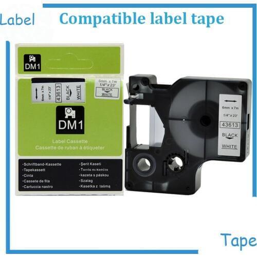 DYMO Standard D1 Labeling Tape for LabelManager Label Makers, Black print on White tape, 1/4'' W x 23' L, 1 cartridge (43613)