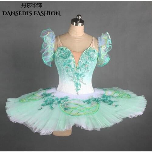 Light Green Women Classical Pancake Ballet Tutu Dress,Girls Ballerina Professional Stage Competition/Performance Dance Costume