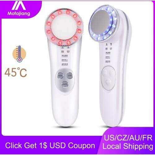 Vibration Facial Lifting LED Photon Massage Blue Red Light Skin Rejuvenation Pimple Acne Removal Pore Deep Clean Beauty Device
