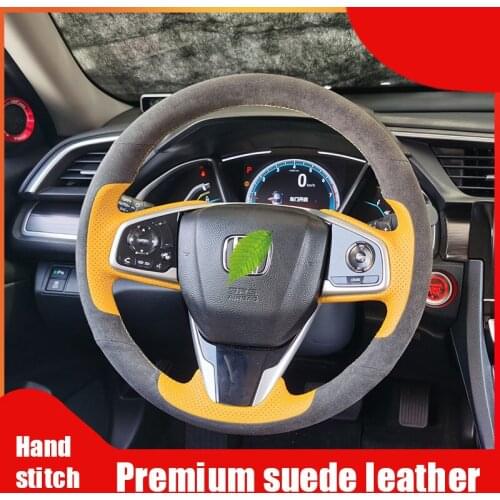 Suede leather Steering wheel cover for Honda 10th Accord 2019 Civic AVANCIER CRIDER CRV hand-stitched grip cover car accessories