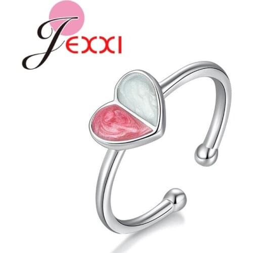 Top Grade New Arrivals Propose Lovely Heart Genuine 925 Sterling Silver Adjustable Band Rings Women Femme Wedding Bague