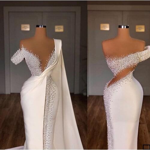 Fashion Classic Beaded Designed Vintage White Wedding Dresses Vestidos De Noiva Bridal Plus Size Gown