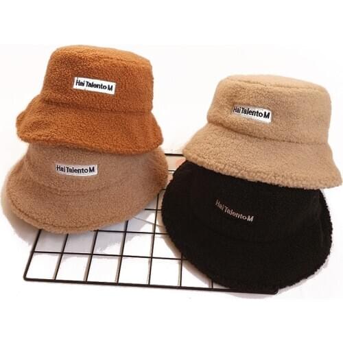 Winter Reversible Leather Fisherman Hat Faux Fur Winter Hats For Women Men Bob Bucket Hat Warm Plush Lambswool Fishing Cap