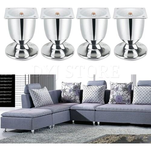 1/2/4pcs 70mm/90mm Chrome Metal Furniture Legs Round Cup Type Leveling Feet For Sofa Cabinet Tv Stands Beds Silver table legs