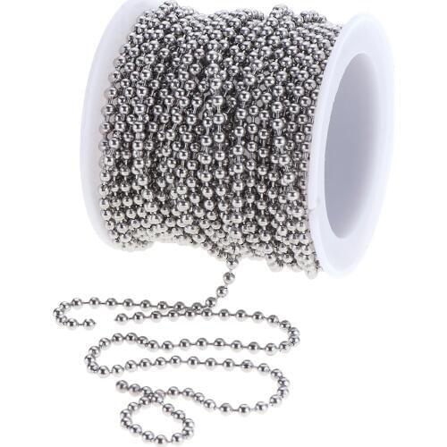 1 Roll 12 Meters Stainless Steel Beads Ball Chain For Crafting DIY Jewelry