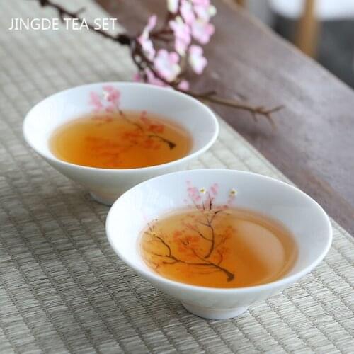 Hand Painted Ceramics Teacup Home Tea drinking Tea Bowl Chinese Teaware Accessories Single cup Master Cup Drinkware 70ml