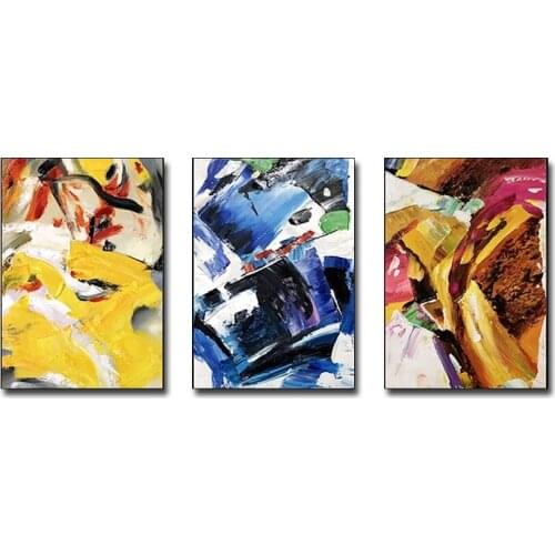 3 Pieces Abstract Colorful Design Hand Painted Oil Painting Canvas Wall Decor Art Large Size Artwork Living Room Paintings