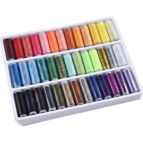 39Pcs Mixed Colors Polyester Yarn Sewing Thread Roll Machine Hand Embroidery 160 Yard Each Spool For Home Sewing Kit