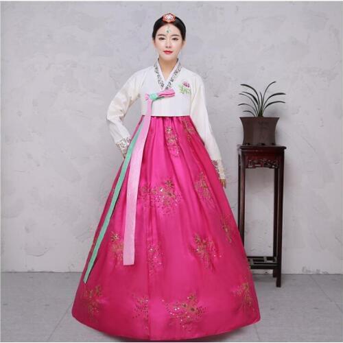 4 Colors Sequins Korean traditional costume Women Elegant Hanbok Spring