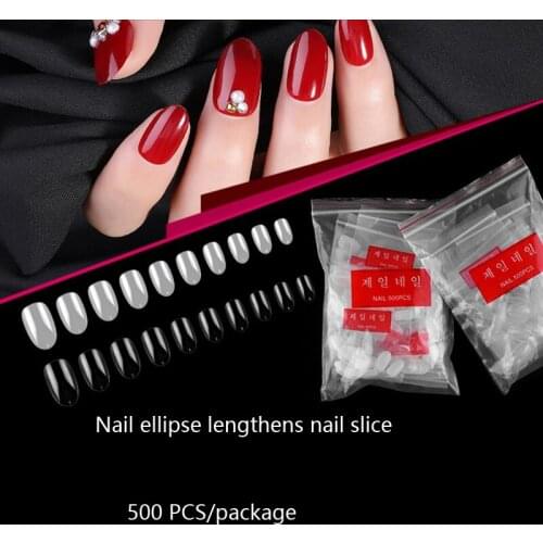 500pcs/Bag DIY Round head Nail Art Tips Transparent/Natural False Nails Art Tips Flat Shape Full Cover Manicure Fake Nail