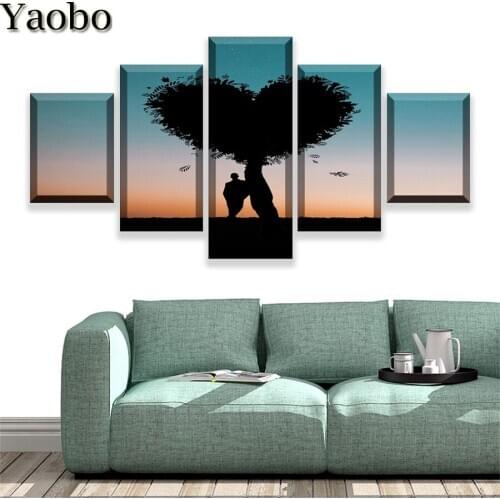 5 Panel "Love Tree Landscape" diamond Painting,square,round,diamond embroidery,5d cross stitch,diamond mosaic,home decor,gift