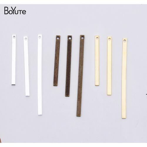 BoYuTe (100 Pieces/Lot) 30MM 40MM Length Metal Brass Square Stick with one Hole Diy Handmade Jewelry Making Materials