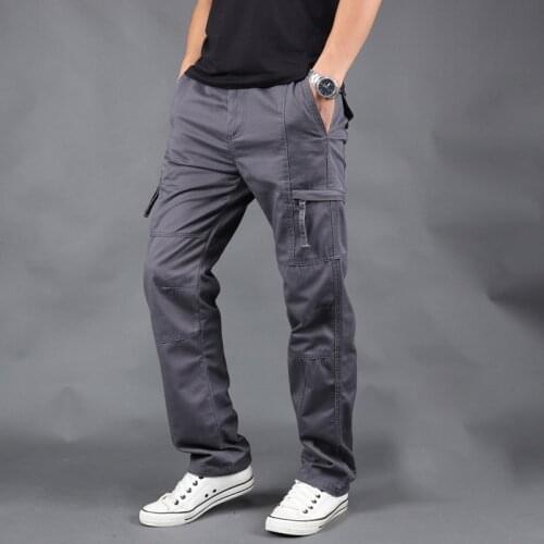 Spring Summer Men Cargo Pants Outdoor Multi-pockets Long Trousers Mens 2021 Straight Tactical Pants Big Size Men Loose Sweatpant