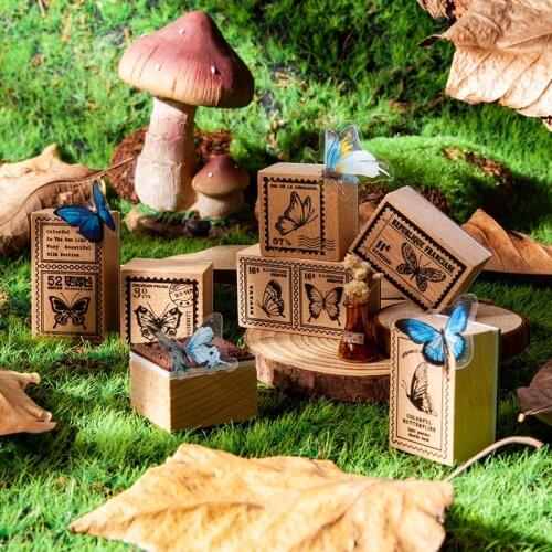 Jungle Stamp Series Decoration Stamp Vintage Butterfly Wooden Rubber Stamps for Scrapbooking Stationery DIY Craft Standard Seal