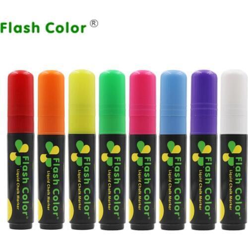 Flashcolor 10mm Highlighter Neon Liquid Chalk Marker Pens for LED Writing Board Neon Effect Writing Pens 40pcs/Lot