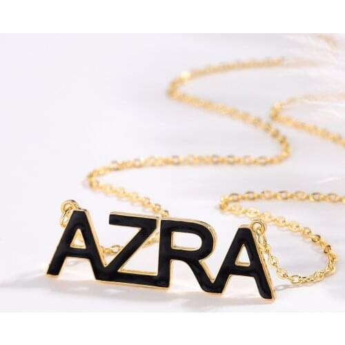 Personalized Customized Name Necklaces Stainless Steel Letter Jewelry Gold Chain Stone Enamel Necklace Pendant For Women Gifts