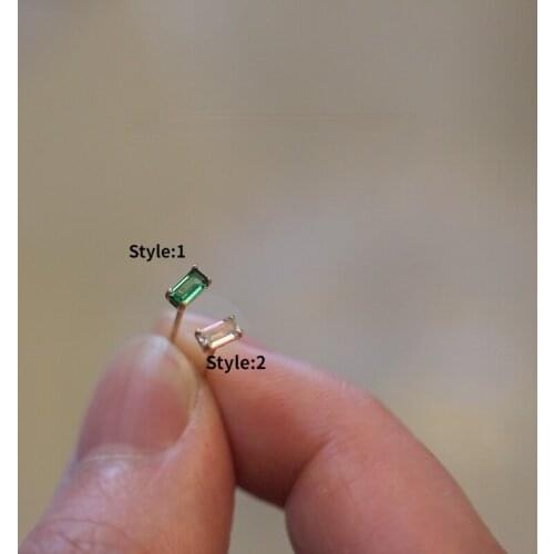 Exquisite Simple Mini Rectangular Zircon Earrings Fashion Korean Womens Anti Allergy Earrings Charm Womens Daily Wear Jewelry