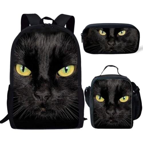 Cool Gothic Black Cats Print School Backpack for Childrens Kuromi Bags 2021 Womens Brand Female Mini Kids Bookbags