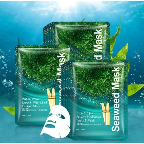Korean Seaweed Facial Mask Angel Aqua Expert Hydrated Face Mask Moisturizing Nourishing Hydrating Women Face Skin Care