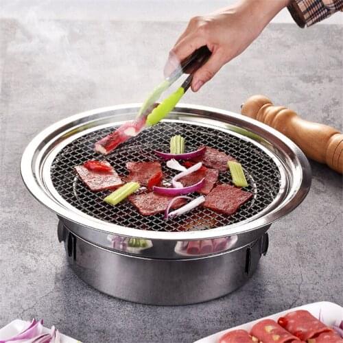 Korean Charcoal Barbecue Grill Stainless Steel Non-stick Barbecue Tray Grills Portable Charcoal Stove for Outdoor Camping Bbq