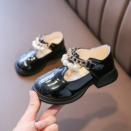 Girls Leather Shoes for Children Wedding Dress Princess School Shoes Kids Summer Black Student Sandals Korean Fashion