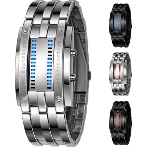 Mens Alloy Date Digital LED Bracelet Wrist Watch