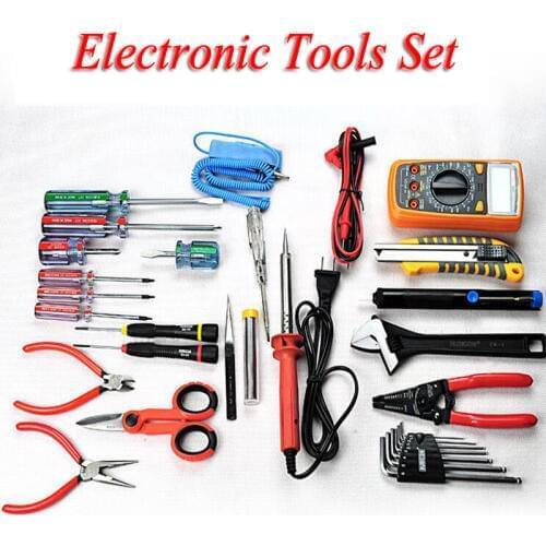 29pcs Electronic Tools Set For Electronic Telecommunications Maintenance Multifunction Hand Tool Sets LCD Digital Multimeter