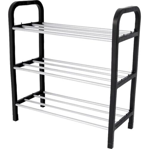 New 3 Tiers Plastic Shoes Rack Storage Organizer Stand Shelf Shoe Rack Aluminum Metal Standing Shoe Rack DIY Shoes Storage Shelf