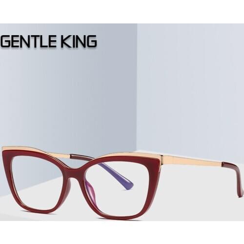 GENTLE KING TR90 Anti Blue Light Glasses Women Computer Glasses Screen Protector Laptop Goggles Clear Red Eyeglasses