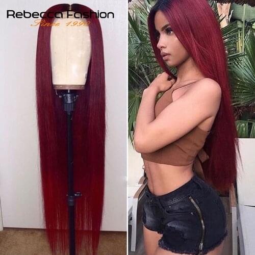 4x4 Lace Closure Wigs 1B 99J Brazlian Remy Straight Lace Closure Human Hair Wigs For Black Women Human Hair Wig Pre Plucked