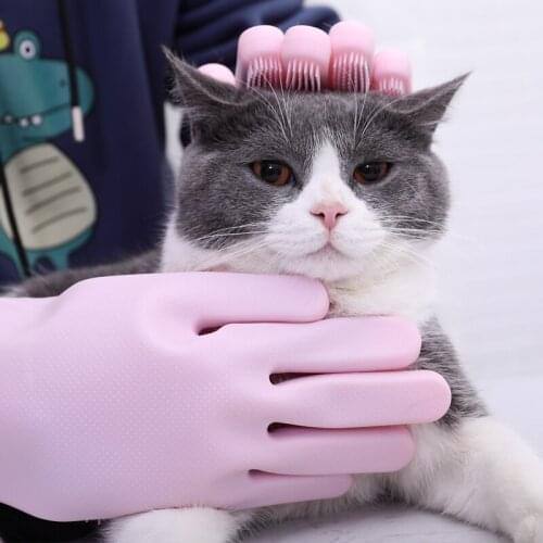 Pet Grooming Glove Soft Cat Hair Remover Gentle Deshedding Glove Deshedding Tool For Cats Dogs Pet Hair Remover Mitt Pet Supplie