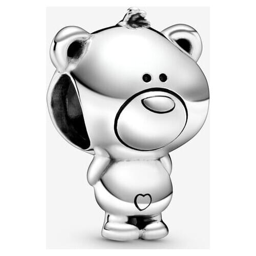 Theo Bear Charms for Jewelry Making Fits Pandora Bracelet 925 Sterling Silver Metal Beads Women Jewellery