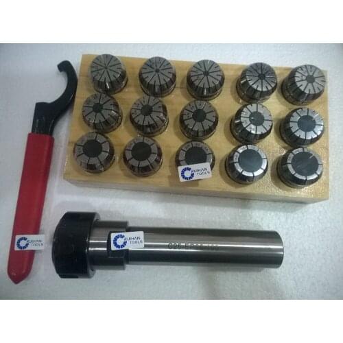 Full 15pcs Precision ER25 collet set 2-16mm with straight shank ER25 collet chuck D25mm L100 C25-ER25-100L