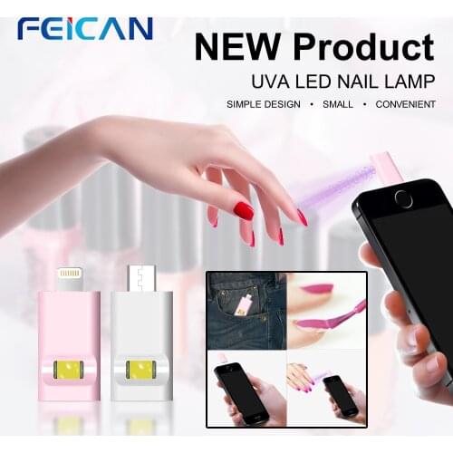 Portable Lightning or Type-C UVA Gel Nail Lamp Fast Dry LED UV Nail Drying Lamp Not Black Hands Convenient for Anywhere to Use