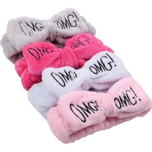 Make UP Headband Hot-sale Coral Fleece OMG Letter Embroidery Novelty Women Hair Accessories 2020 Wash Headwear